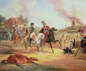 Napoleon und Prinz Joseph Poniatowski in der Schlacht bei Leipzig, 19. Oktober 1813, 1837